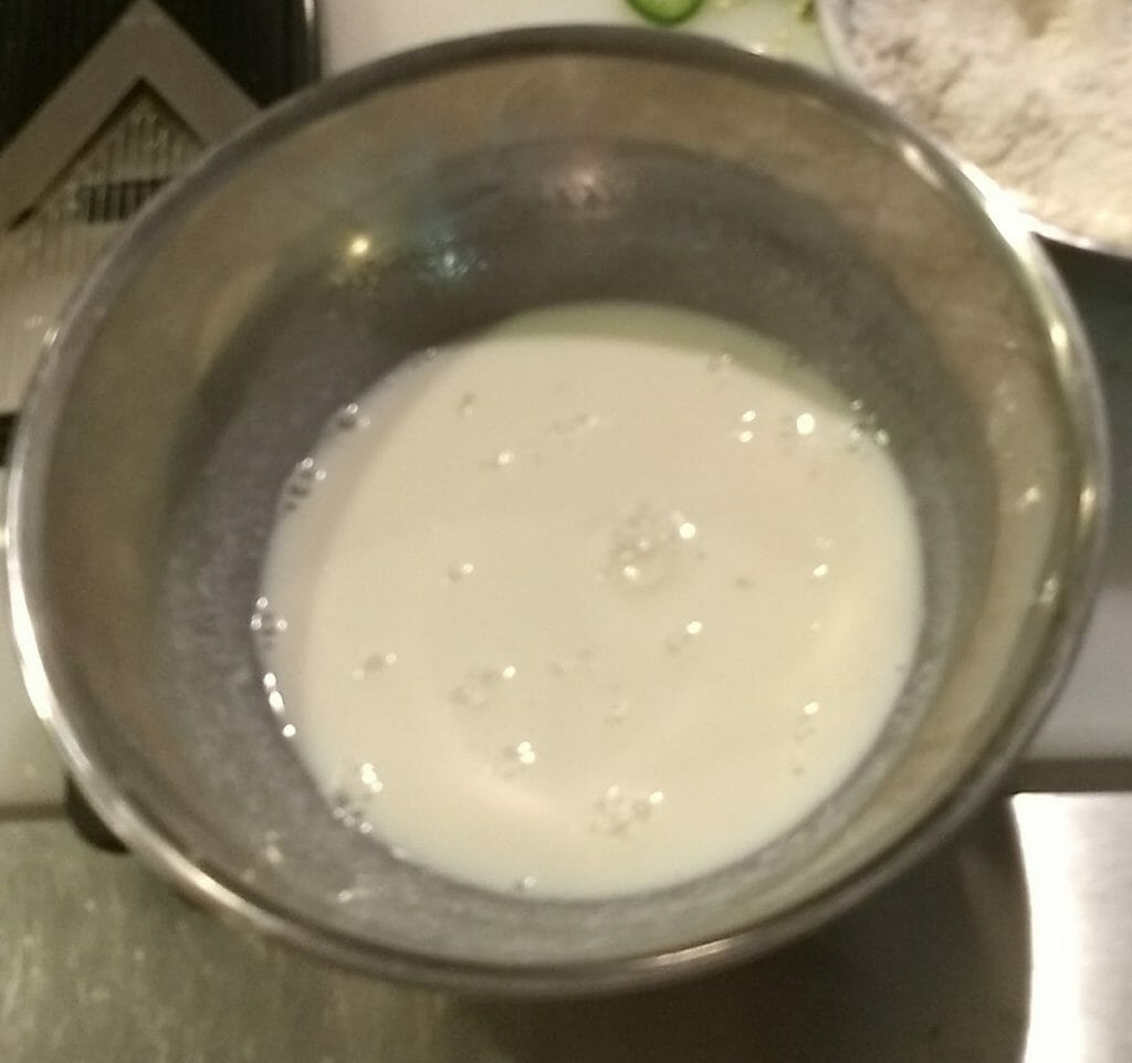 bowl of milk used to soak onions